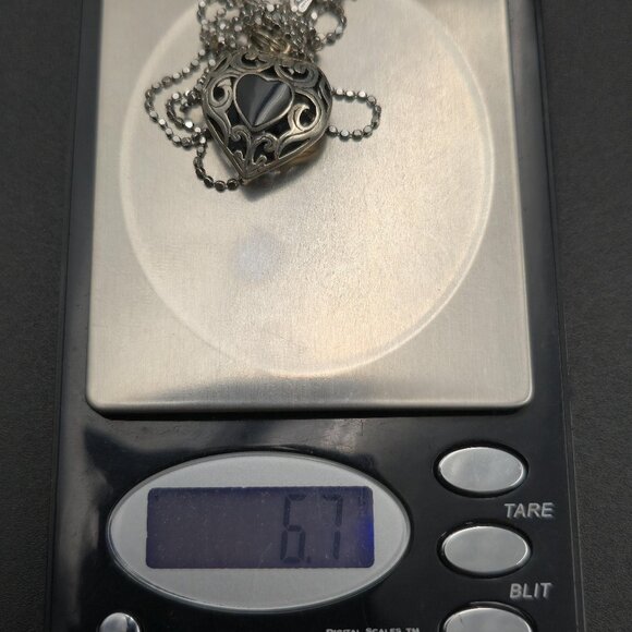 18 Inch Sterling Silver Onyx Heart Love Pendant Necklace A6368 - Picture 7 of 7